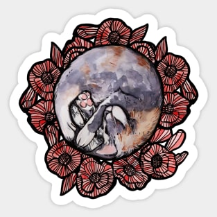 Red Poppy Dilute Calico Maine Coon Moon Cat Sticker